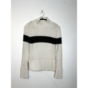 Vintage Tommy Hilfiger Jeans Women's M Knit Sweater Mock Neck Pull Over‎ Cream